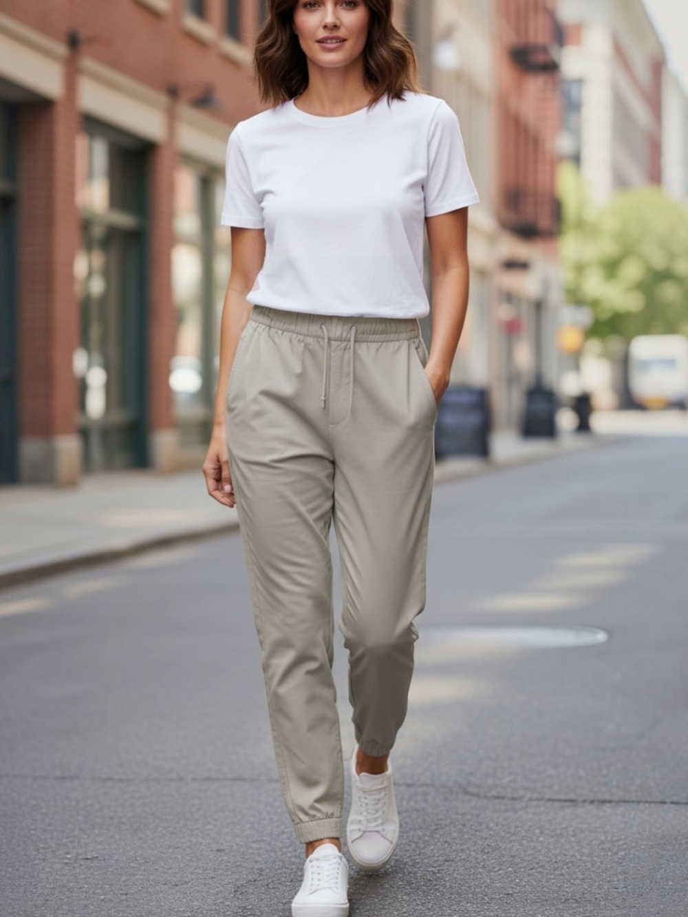 Hollister Taupe Elastic Waist Jogger Pants